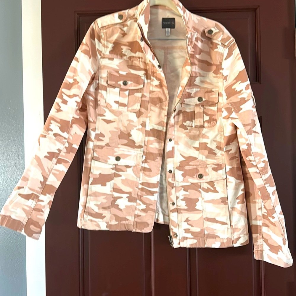 NWOT! Harper & Liv Pink Camo Jean 
Jacket. 
Size Large 
21 PTP
25” in length